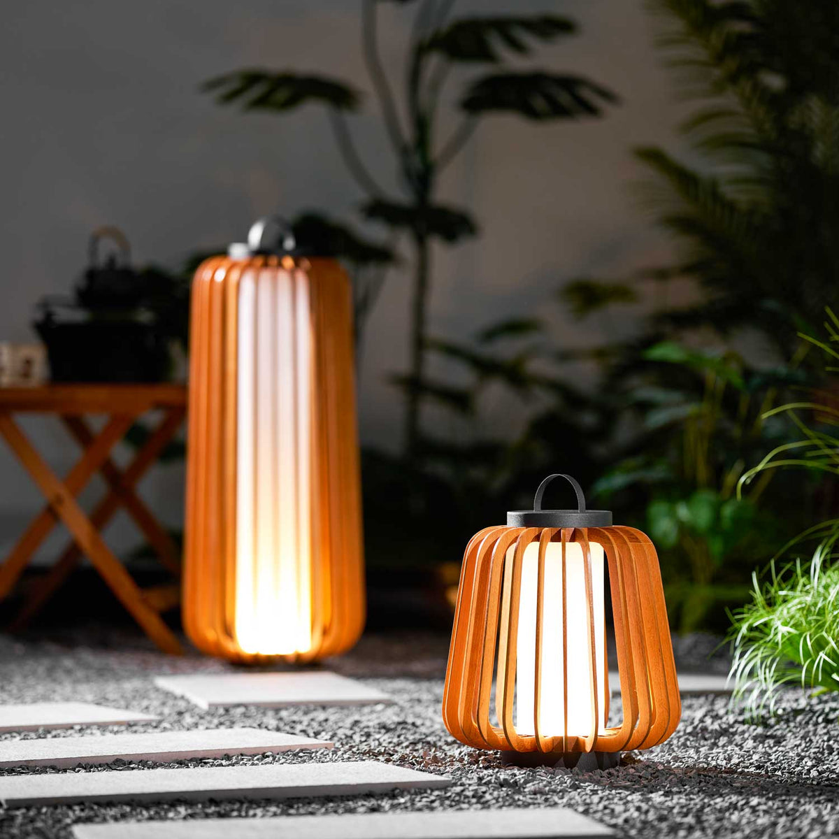Vakker Portable LED Lantern in Teak and Metal for Outdoor Living