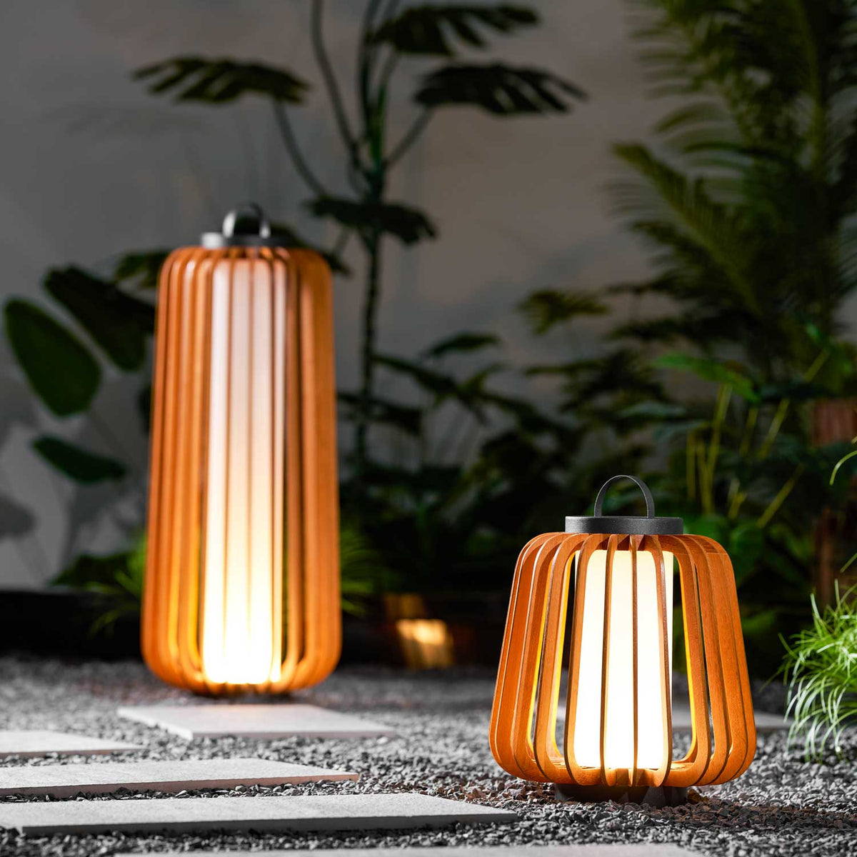 Vakker Portable LED Lantern in Teak and Metal for Outdoor Living