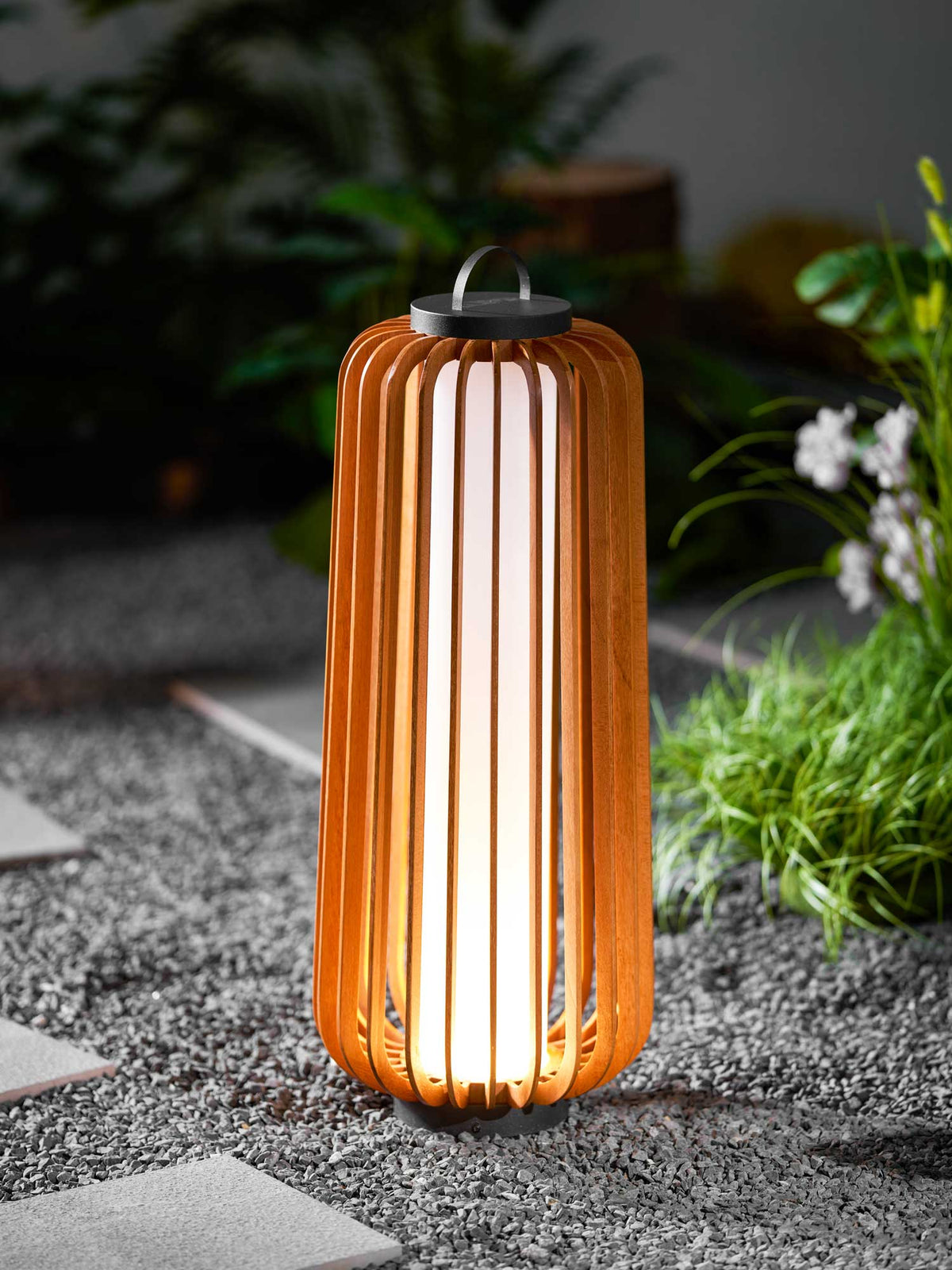 Vakker Portable LED Lantern in Teak and Metal for Outdoor Living