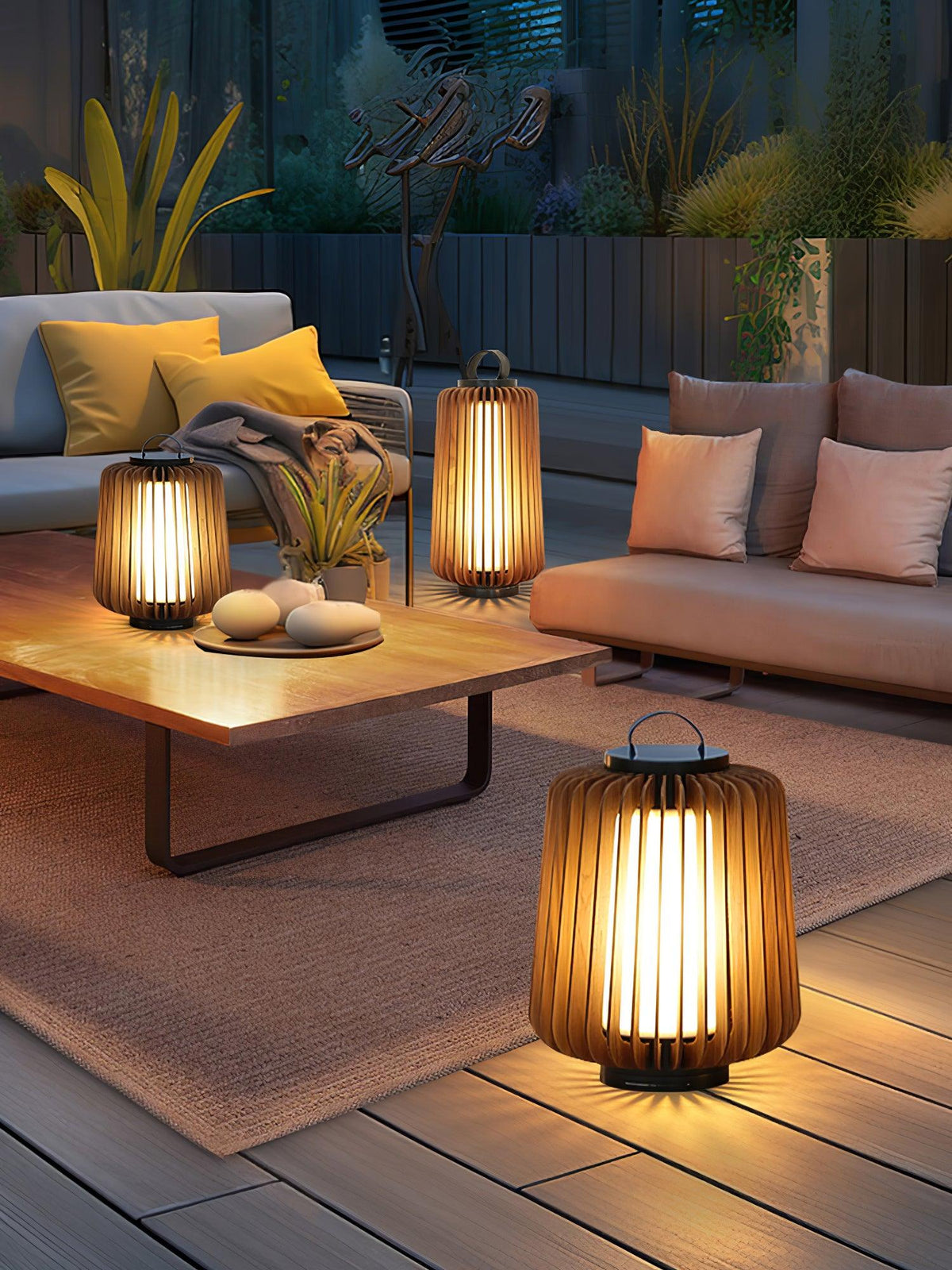 Vakker Portable LED Lantern in Teak and Metal for Outdoor Living