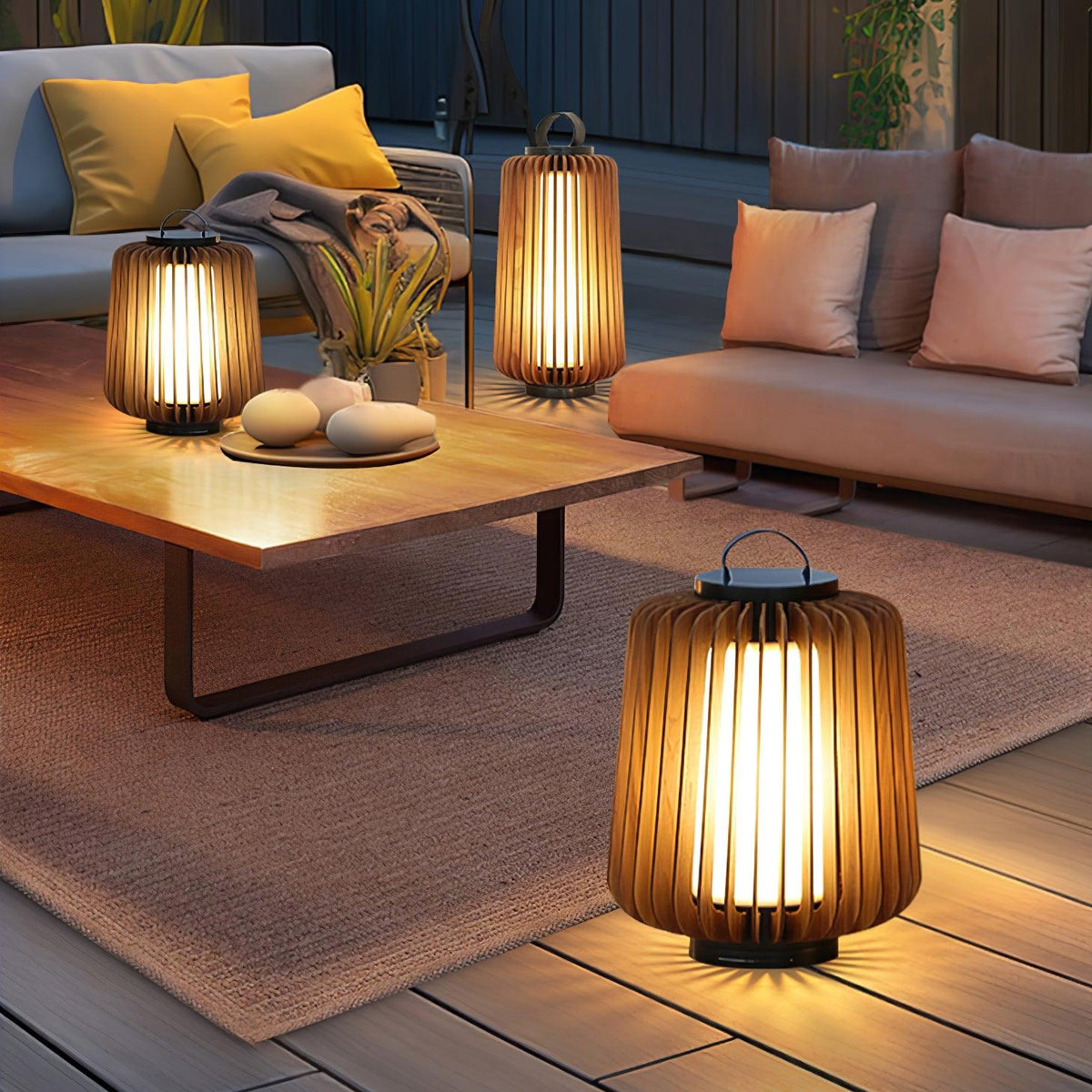 Vakker Portable LED Lantern in Teak and Metal for Outdoor Living