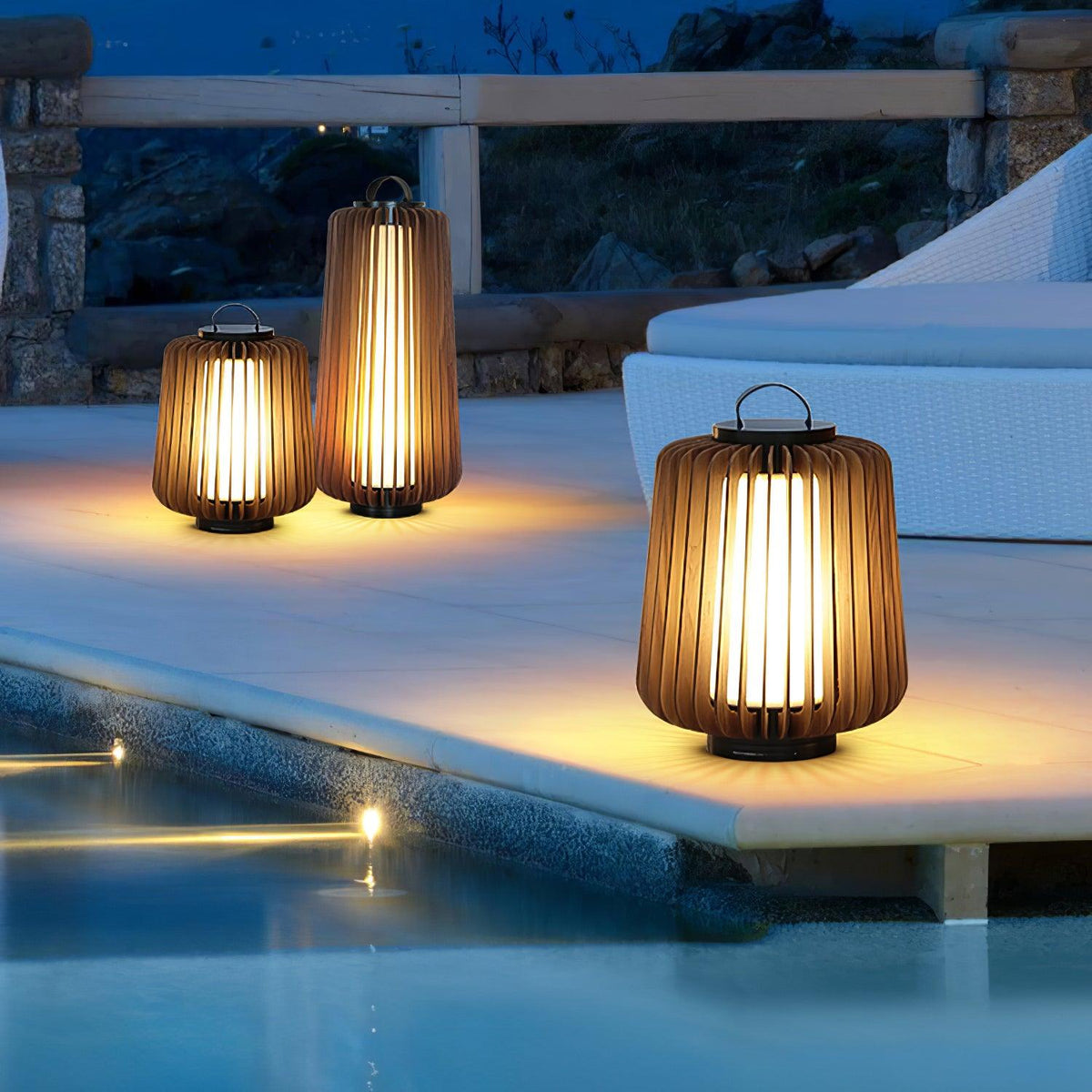 Vakker Portable LED Lantern in Teak and Metal for Outdoor Living