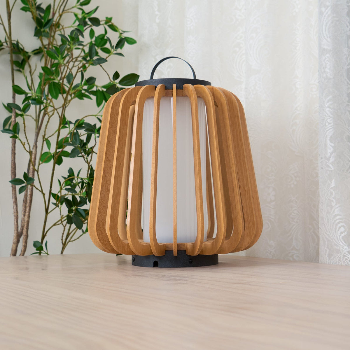 Vakker Portable LED Lantern in Teak and Metal for Outdoor Living