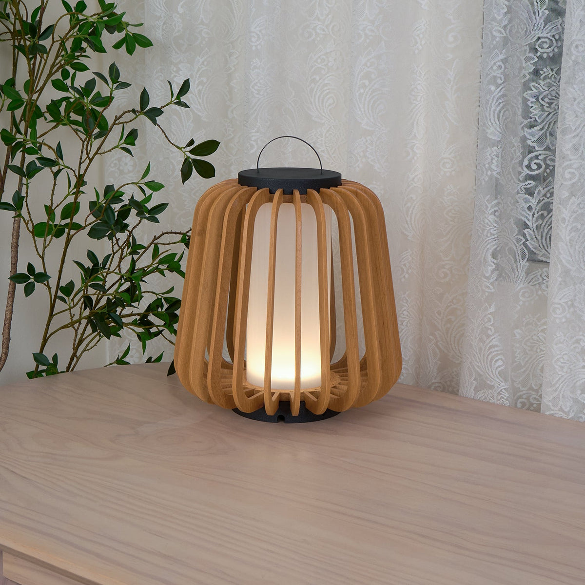 Vakker Portable LED Lantern in Teak and Metal for Outdoor Living