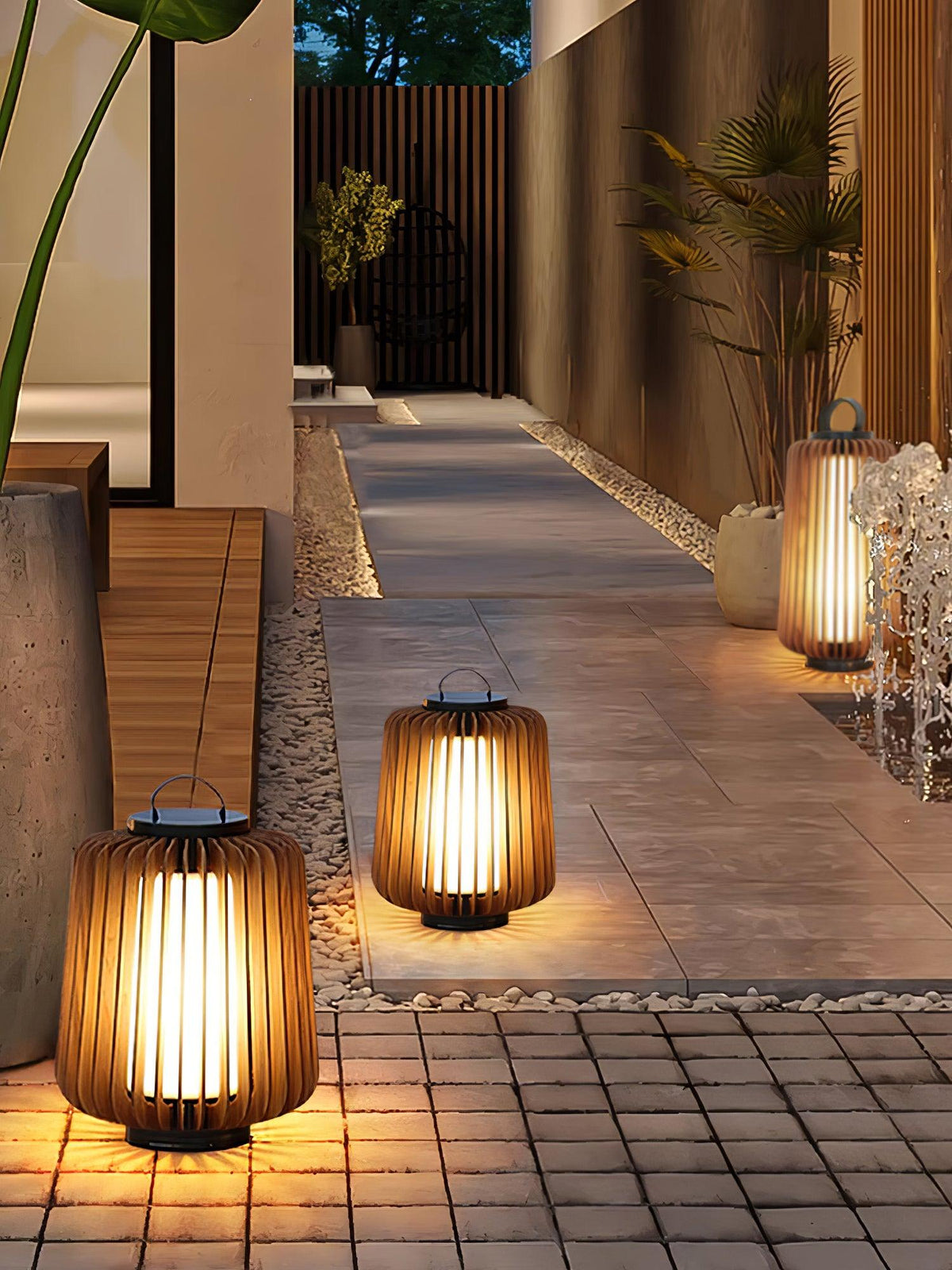Vakker Portable LED Lantern in Teak and Metal for Outdoor Living