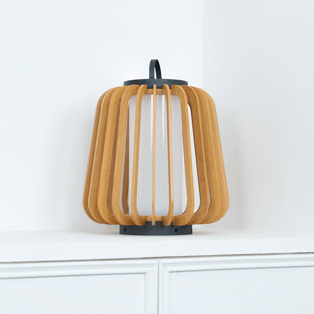 Vakker Portable LED Lantern in Teak and Metal for Outdoor Living