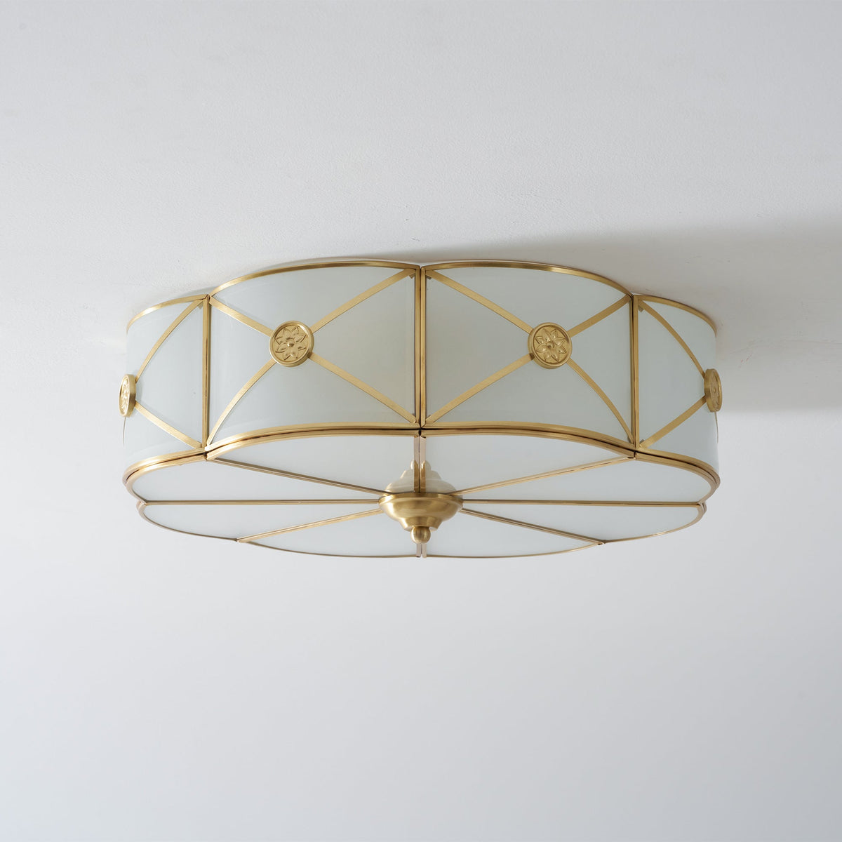 Preston Brass Flush Mount Ceiling Light with Frosted Glass Shade