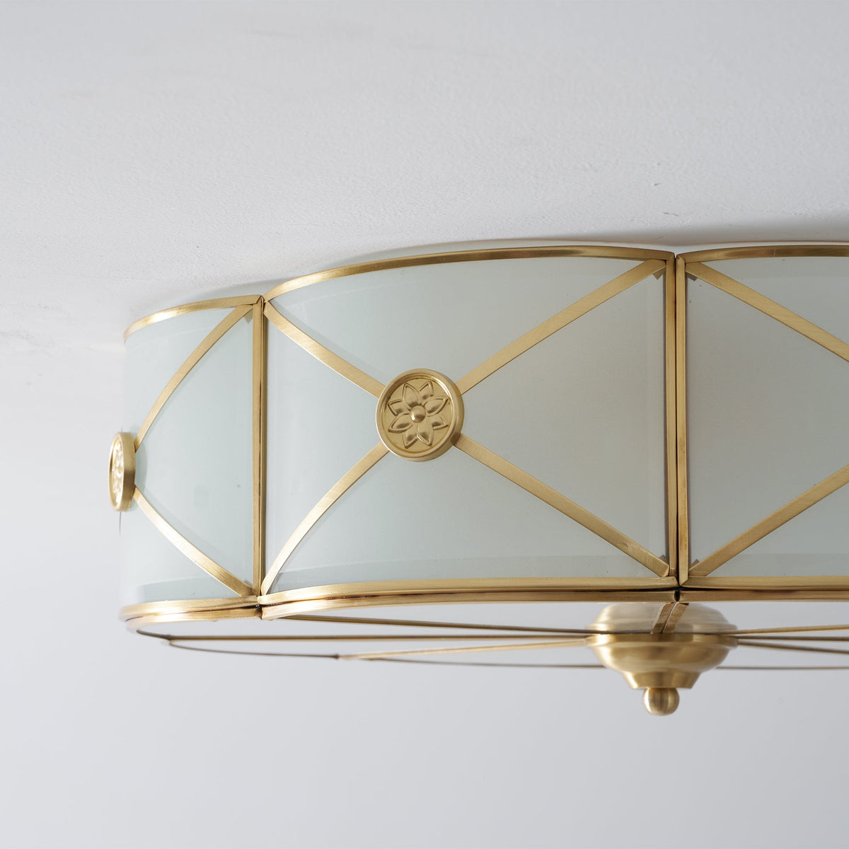 Preston Brass Flush Mount Ceiling Light with Frosted Glass Shade