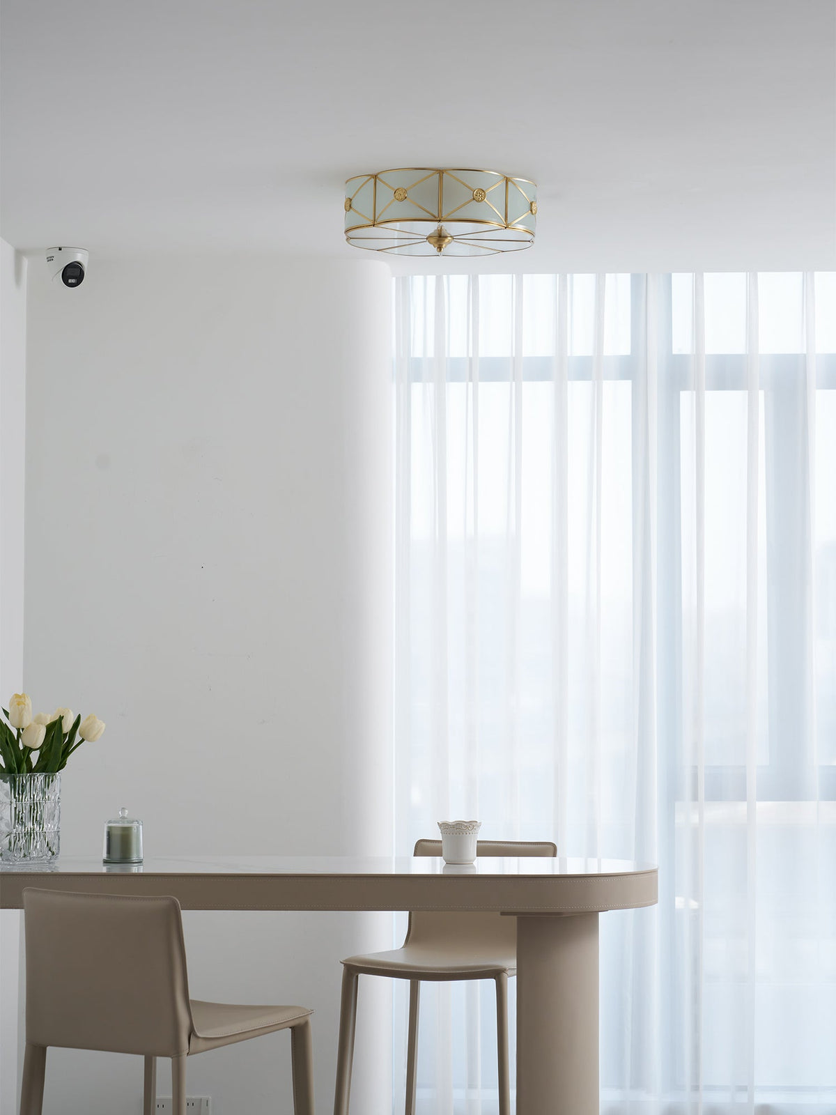 Preston Brass Flush Mount Ceiling Light with Frosted Glass Shade