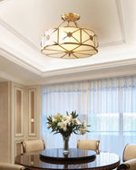 Preston Brass Flush Mount Ceiling Light with Frosted Glass Shade