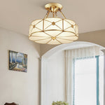 Preston Brass Flush Mount Ceiling Light with Frosted Glass Shade