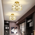 Preston Brass Flush Mount Ceiling Light with Frosted Glass Shade