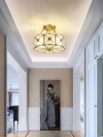 Preston Brass Flush Mount Ceiling Light with Frosted Glass Shade