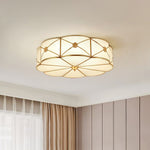 Preston Brass Flush Mount Ceiling Light with Frosted Glass Shade