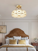 Preston Brass Flush Mount Ceiling Light with Frosted Glass Shade