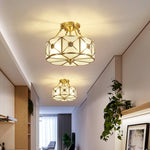 Preston Brass Flush Mount Ceiling Light with Frosted Glass Shade