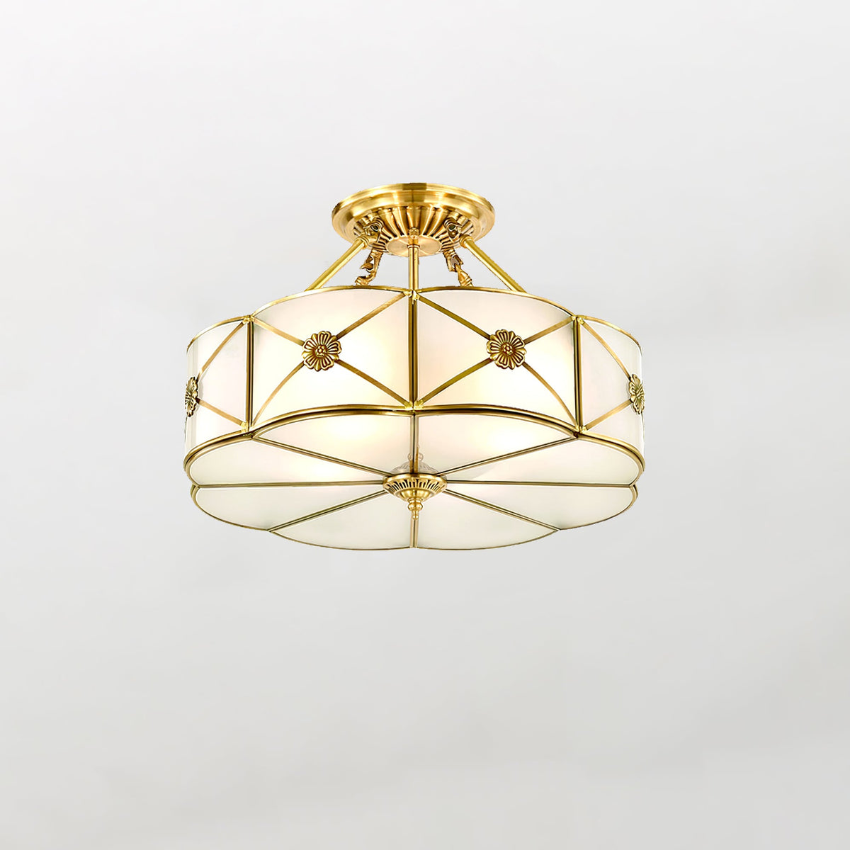 Preston Brass Flush Mount Ceiling Light with Frosted Glass Shade