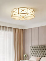 Preston Brass Flush Mount Ceiling Light with Frosted Glass Shade