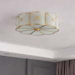 Preston Brass Flush Mount Ceiling Light with Frosted Glass Shade