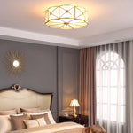 Preston Brass Flush Mount Ceiling Light with Frosted Glass Shade
