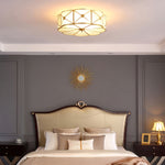 Preston Brass Flush Mount Ceiling Light with Frosted Glass Shade