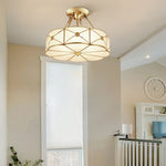 Preston Brass Flush Mount Ceiling Light with Frosted Glass Shade
