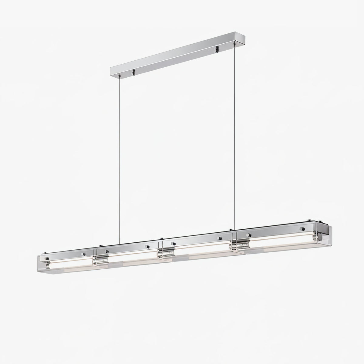 Prism Line Linear LED Pendant Light, Modern Minimalist Metal and Acrylic Chandelier