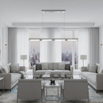 Prism Line Linear LED Pendant Light, Modern Minimalist Metal and Acrylic Chandelier