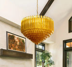 Prism Amber Glass Chandelier – Art Deco Designer Pendant Light