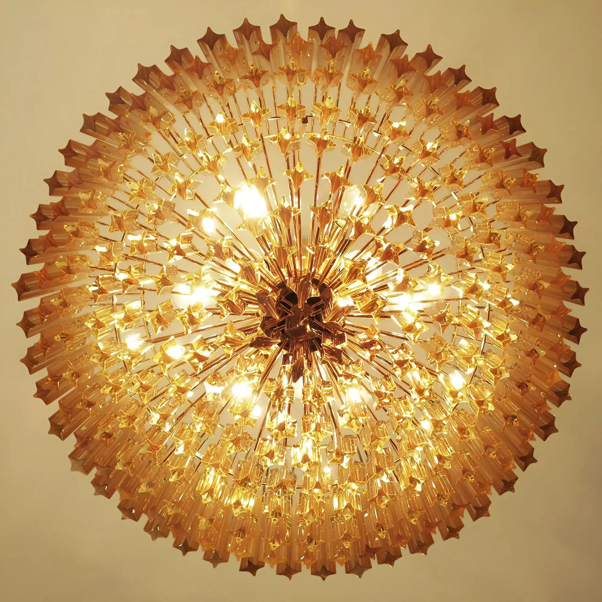 Prism Amber Glass Chandelier – Art Deco Designer Pendant Light