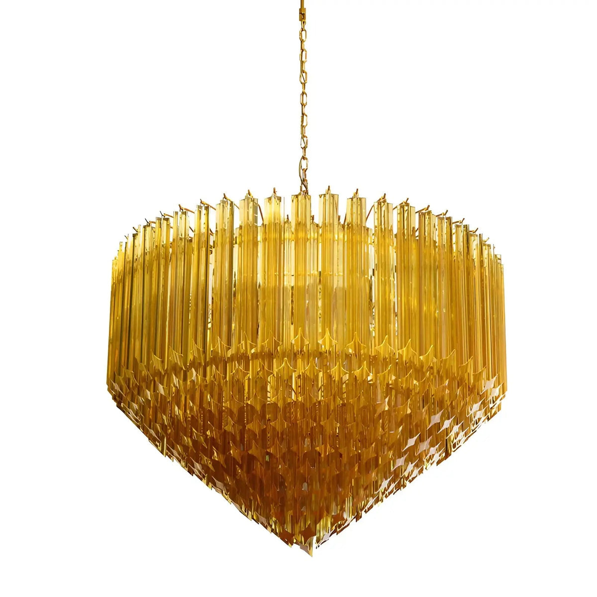 Prism Amber Glass Chandelier – Art Deco Designer Pendant Light