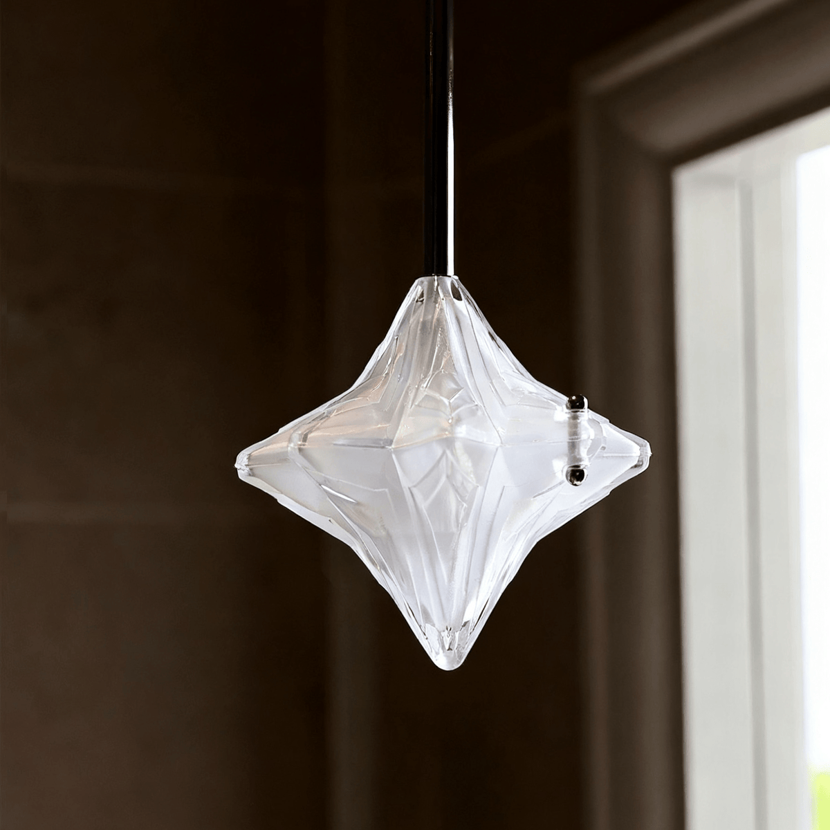 Prismatic Star Pendant Light – Crystal Glass Ceiling Lamp for Dining & Living Spaces
