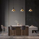 Cone Pendant Light in Brass and Black – Modern Minimalist Ceiling Lamp