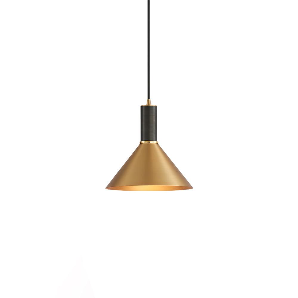 Cone Pendant Light in Brass and Black – Modern Minimalist Ceiling Lamp