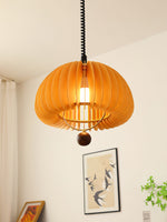 Pumpkin Adjustable Pendant Light – Modern Wood & Metal Hanging Lamp