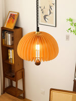 Pumpkin Adjustable Pendant Light – Modern Wood & Metal Hanging Lamp