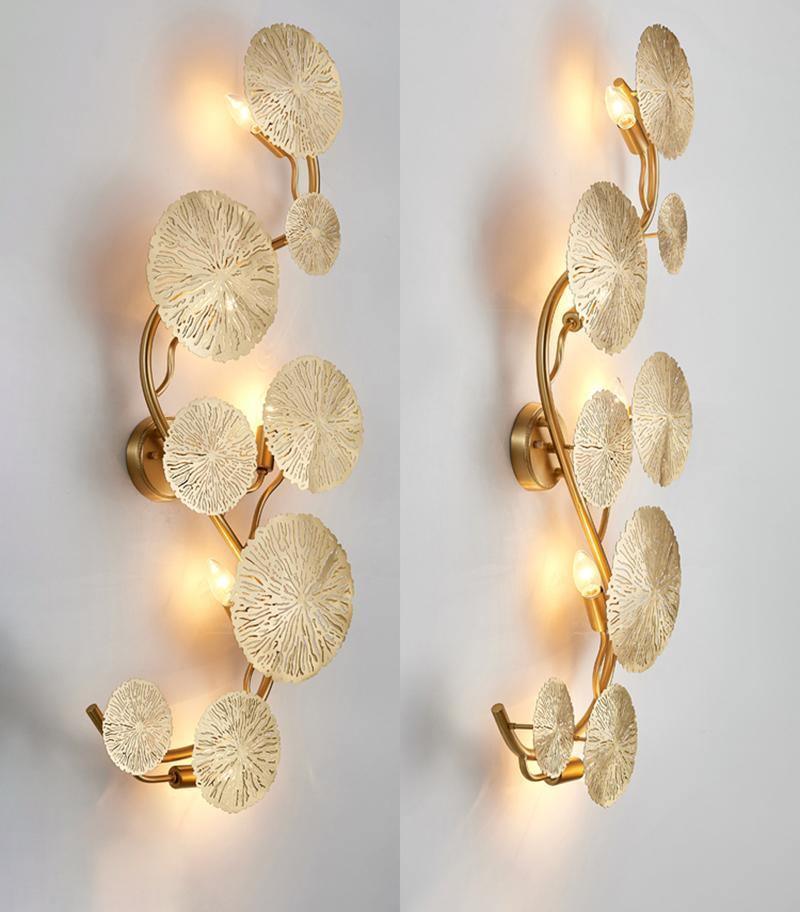 Pure Copper Lotus Leaf Wall Sconce