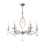 Crystal Candlestick Chandelier with Silver Iron Frame