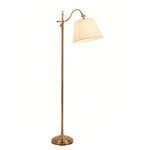 Copper Arc Floor Lamp with Fabric Shade – Vintage Modern Illumination