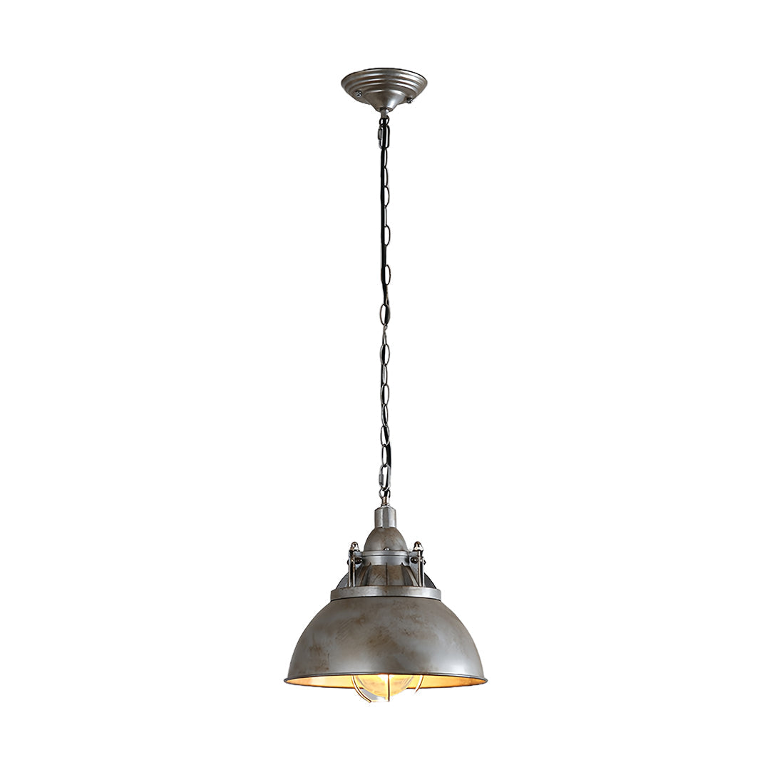 Industrial Glass Pendant Light with Adjustable Chain, Vintage Aluminum Ceiling Lamp