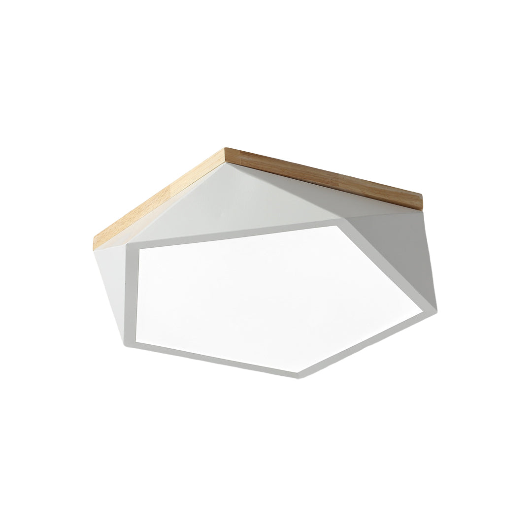 Nordic Geometric Wooden Flush Mount Ceiling Light with Acrylic Shade