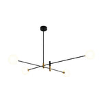 Nordic Branch Chandelier in Black and Gold Iron with Glass Shades