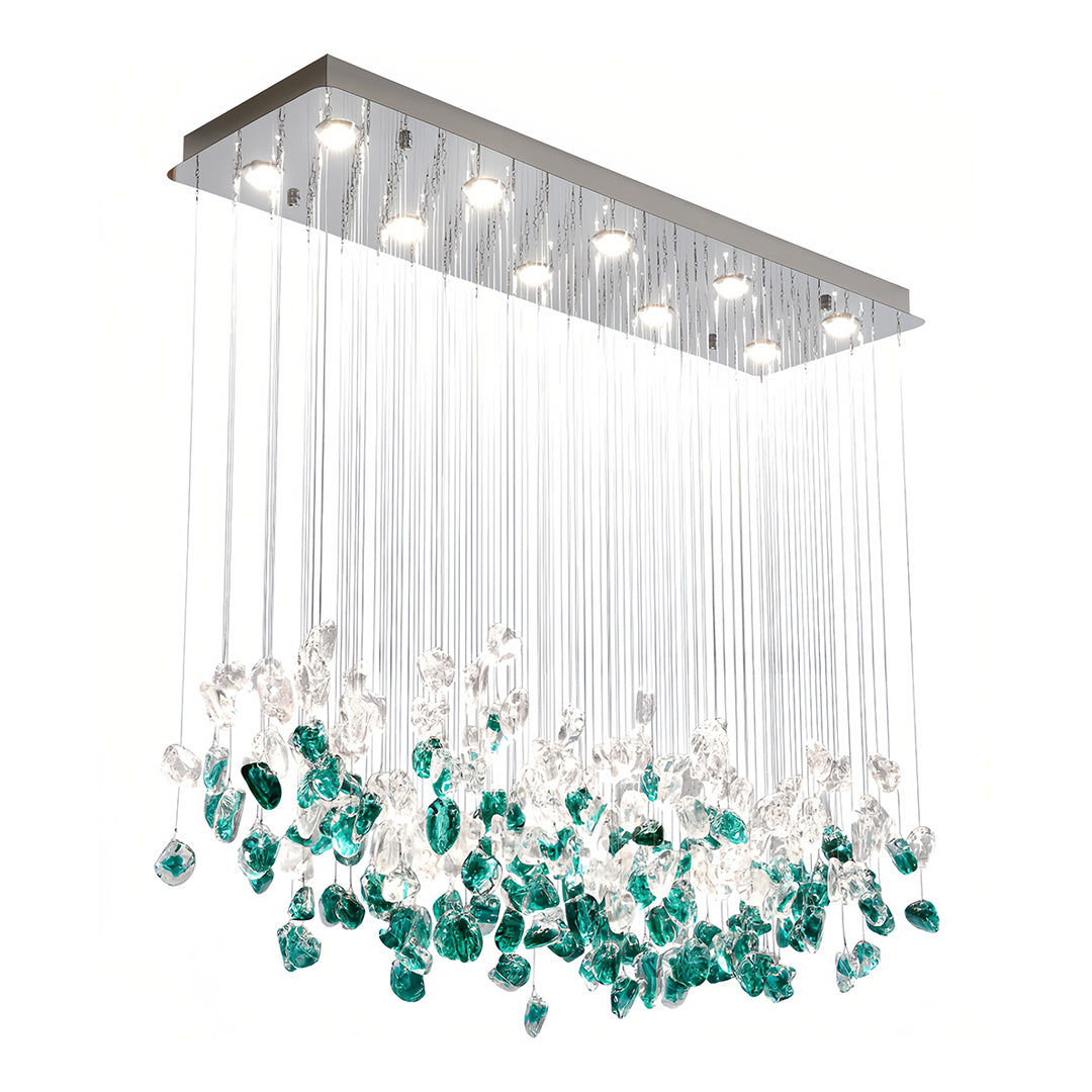 Artisan Beaded Glass Linear Chandelier for Kitchen Island