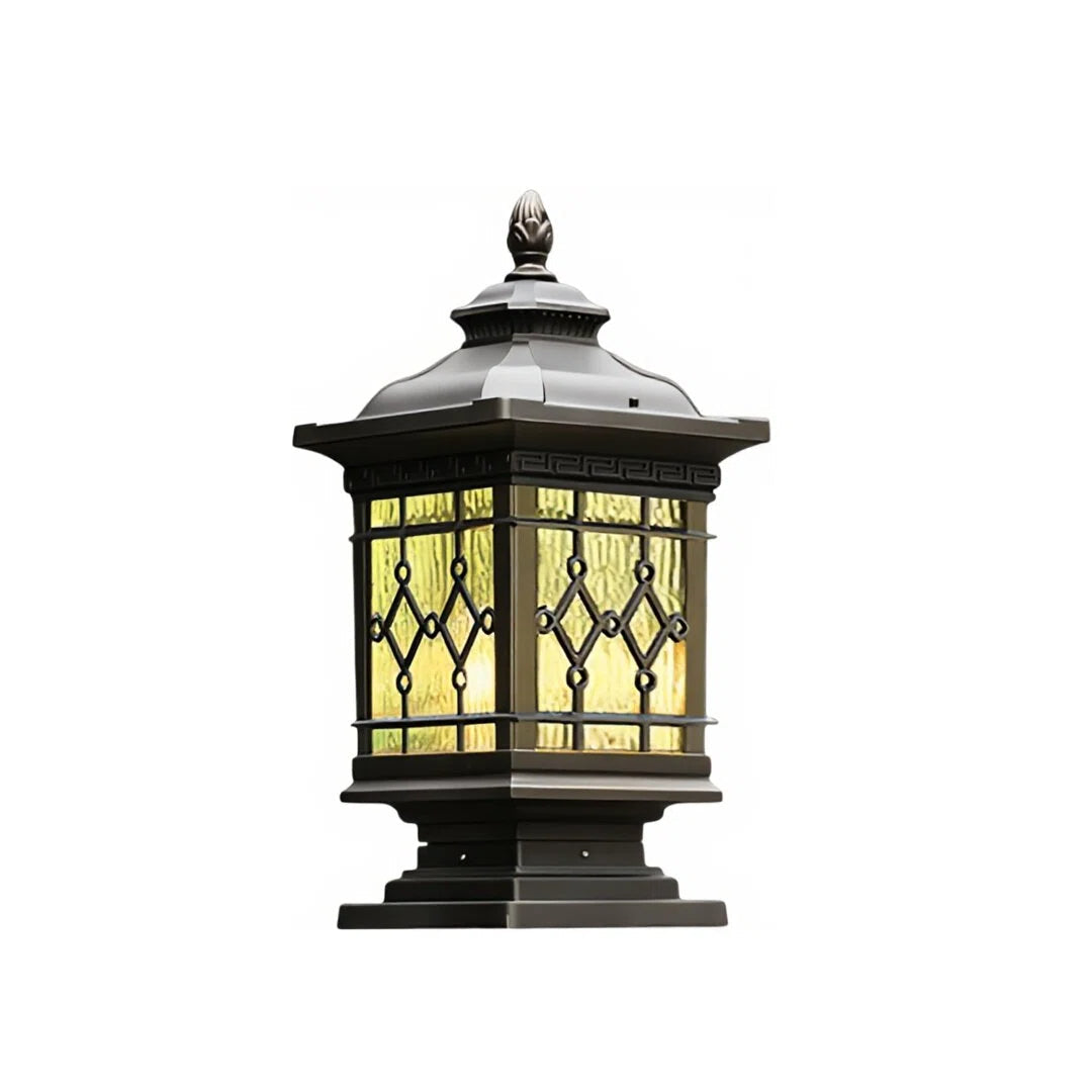 Retro Outdoor Column Light in Coffee Finish with Warm LED