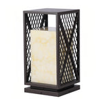 Black Outdoor Floor Lantern with Marble-Textured Shade, IP65 Waterproof Bollard Light