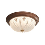 Walnut Retro Flush Mount Ceiling Light with Clear Glass Shade