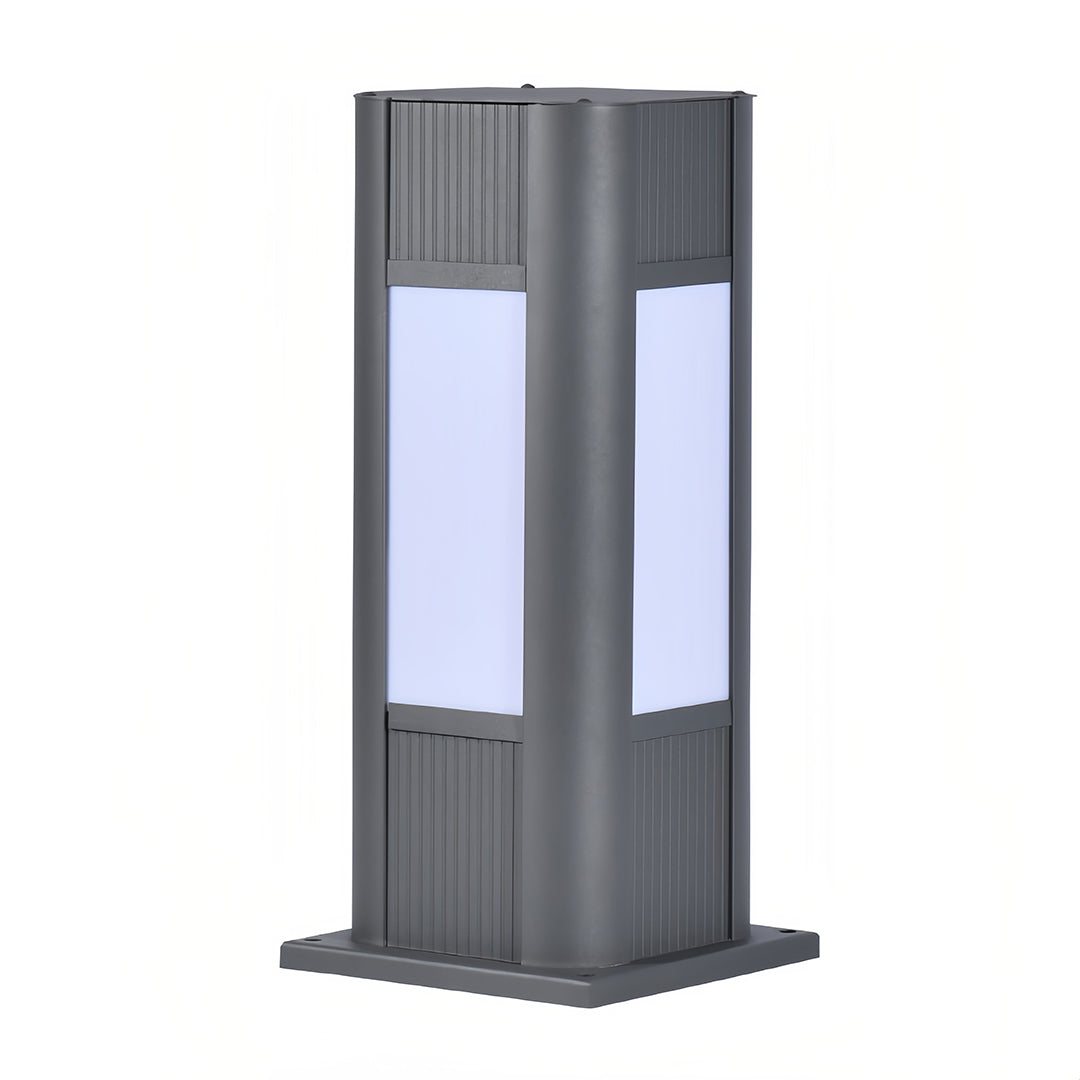 Industrial Square Path Light – Black Die-Cast Aluminum Bollard for Garden Walkways