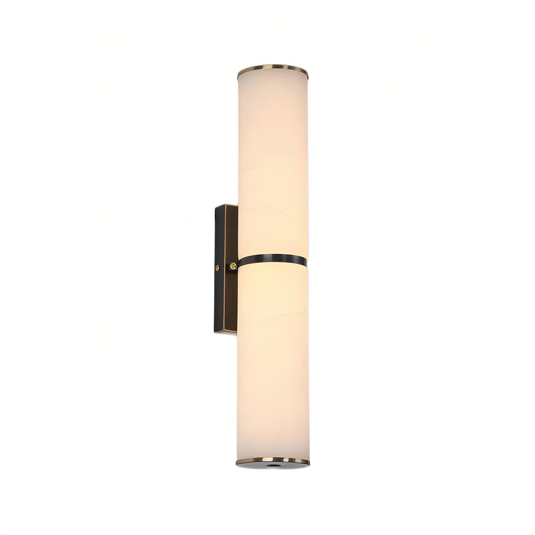 Modern Copper Cylinder Wall Sconce with Cloud Stone Shade