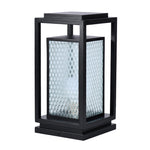 Industrial Outdoor Glass Lantern Bollard Light, Weatherproof Black Square Lawn Lamp