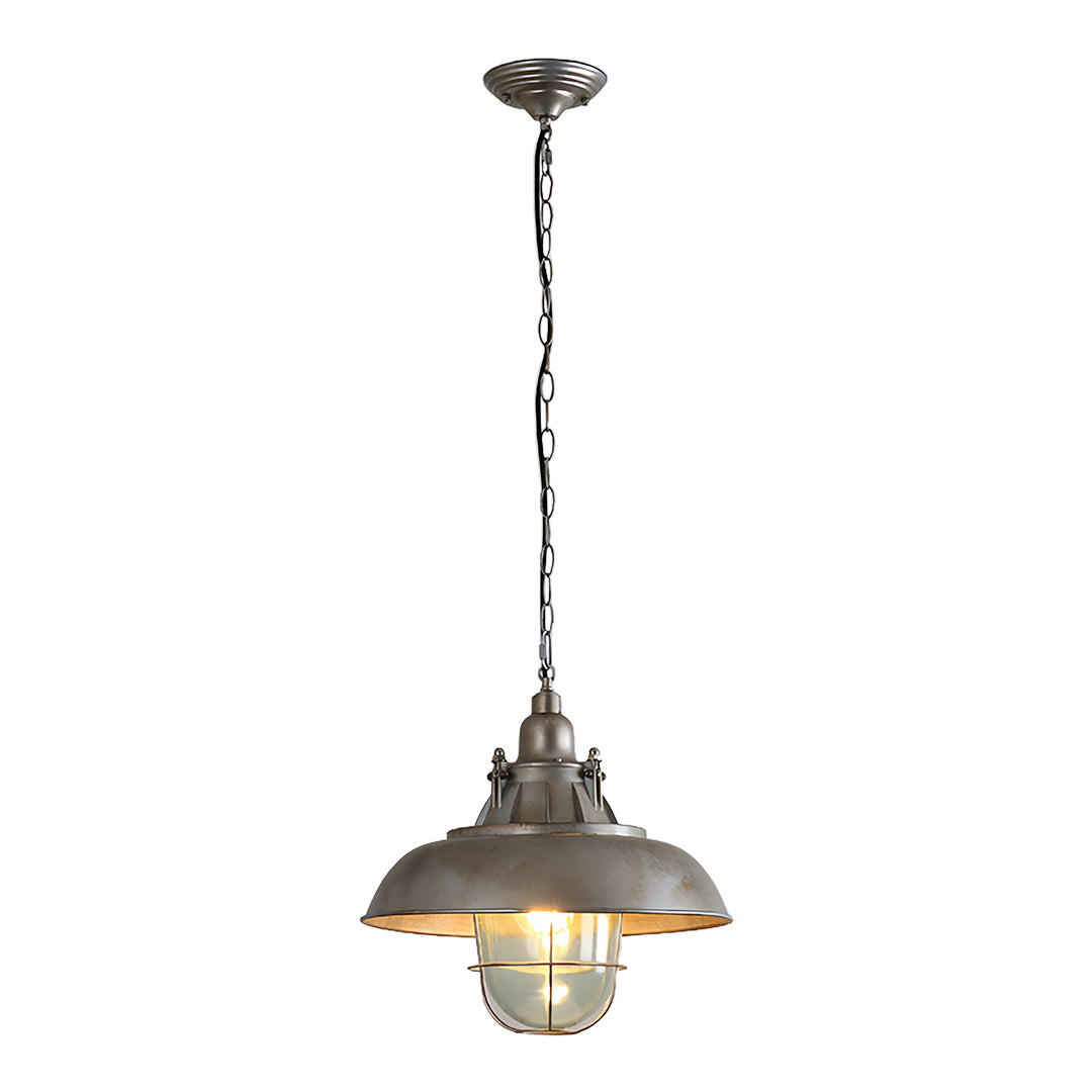 Industrial Glass Pendant Light with Adjustable Chain, Vintage Aluminum Ceiling Lamp